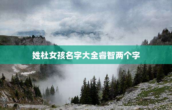 姓杜女孩名字大全睿智两个字