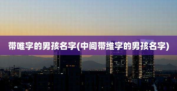 带唯字的男孩名字(中间带维字的男孩名字)