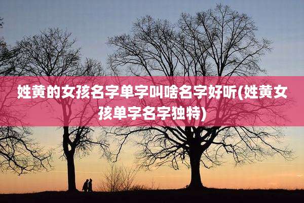 姓黄的女孩名字单字叫啥名字好听(姓黄女孩单字名字独特)