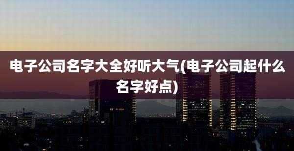 电子公司名字大全好听大气(电子公司起什么名字好点)