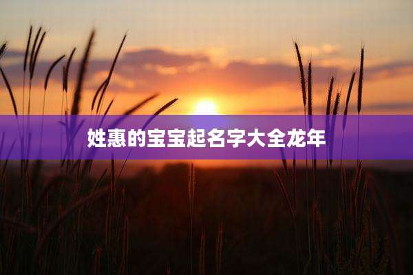 姓惠的宝宝起名字大全龙年