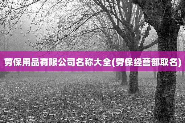 劳保用品有限公司名称大全(劳保经营部取名)
