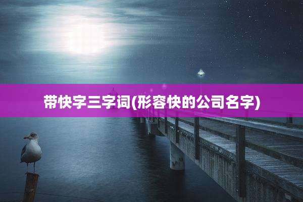 带快字三字词(形容快的公司名字)