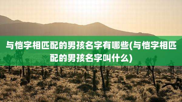 与恺字相匹配的男孩名字有哪些(与恺字相匹配的男孩名字叫什么)