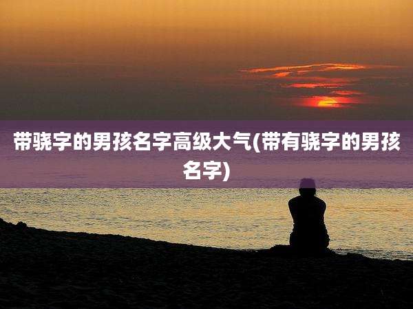 带骁字的男孩名字高级大气(带有骁字的男孩名字)