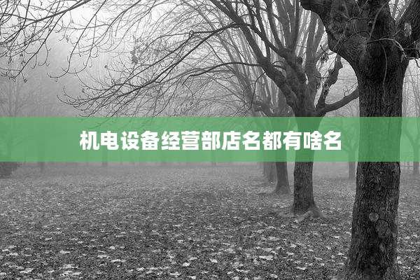 机电设备经营部店名都有啥名