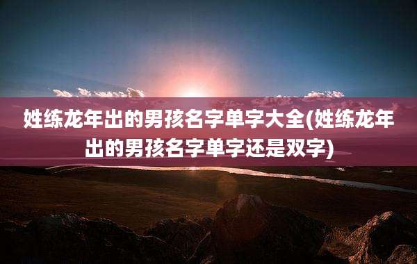 姓练龙年出的男孩名字单字大全(姓练龙年出的男孩名字单字还是双字)