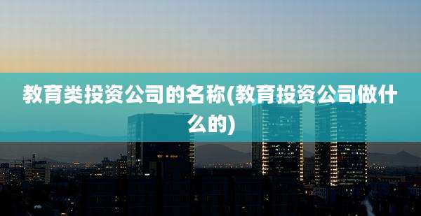 教育类投资公司的名称(教育投资公司做什么的)