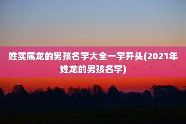 姓实属龙的男孩名字大全一字开头(2021年姓龙的男孩名字)