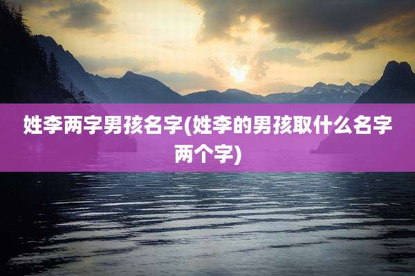 姓李两字男孩名字(姓李的男孩取什么名字两个字)