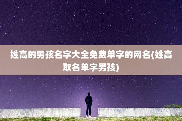 姓高的男孩名字大全免费单字的网名(姓高取名单字男孩)