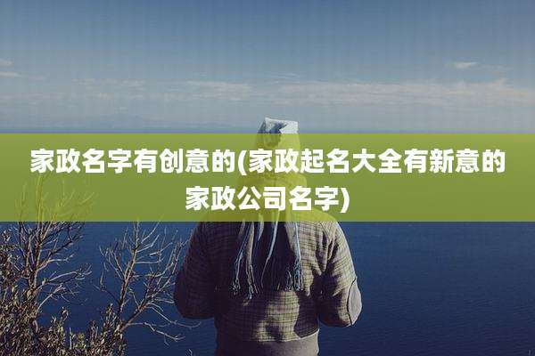 家政名字有创意的(家政起名大全有新意的家政公司名字)