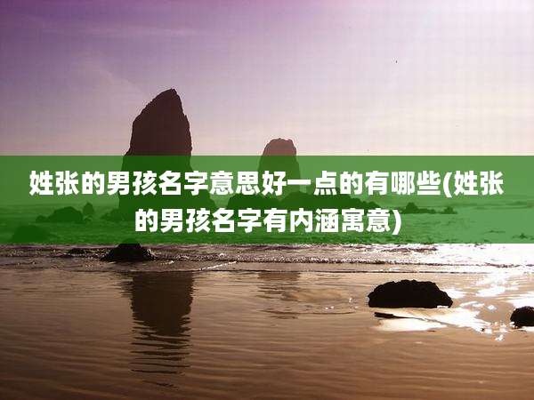 姓张的男孩名字意思好一点的有哪些(姓张的男孩名字有内涵寓意)