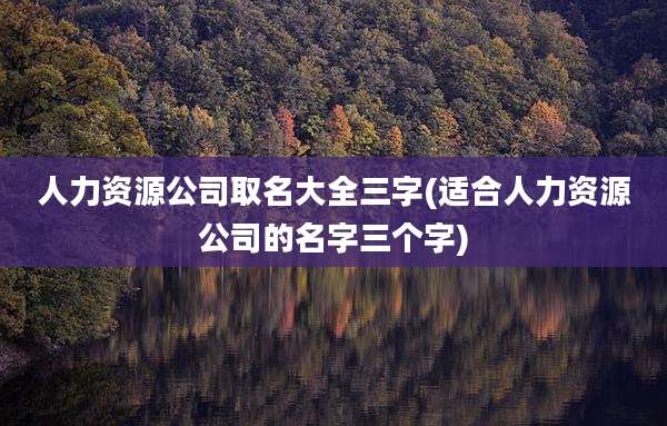 人力资源公司取名大全三字(适合人力资源公司的名字三个字)