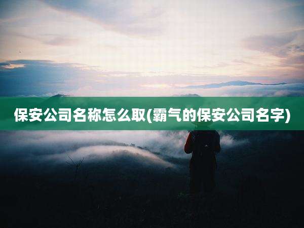 保安公司名称怎么取(霸气的保安公司名字)