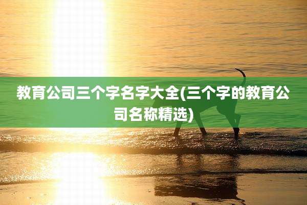 教育公司三个字名字大全(三个字的教育公司名称精选)