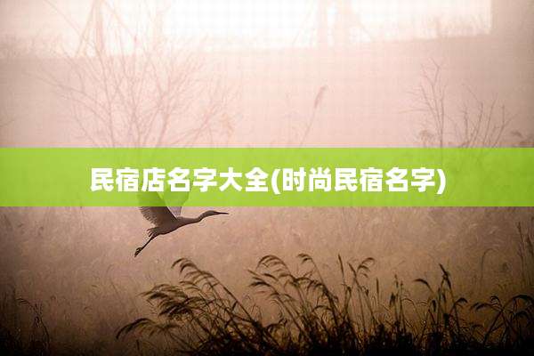 民宿店名字大全(时尚民宿名字)