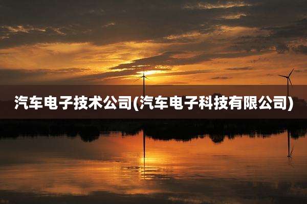汽车电子技术公司(汽车电子科技有限公司)