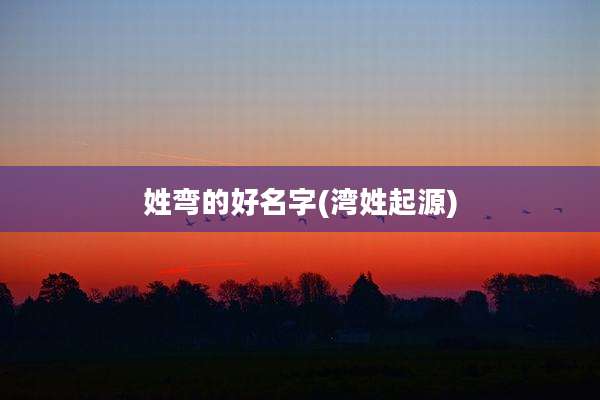 姓弯的好名字(湾姓起源)