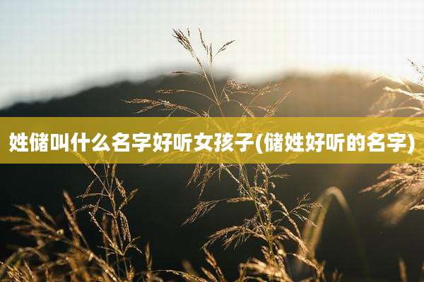 姓储叫什么名字好听女孩子(储姓好听的名字)