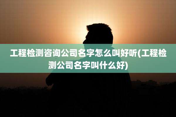 工程检测咨询公司名字怎么叫好听(工程检测公司名字叫什么好)