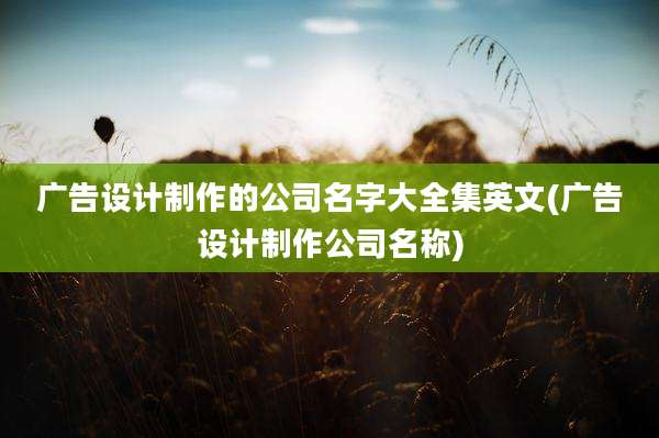 广告设计制作的公司名字大全集英文(广告设计制作公司名称)