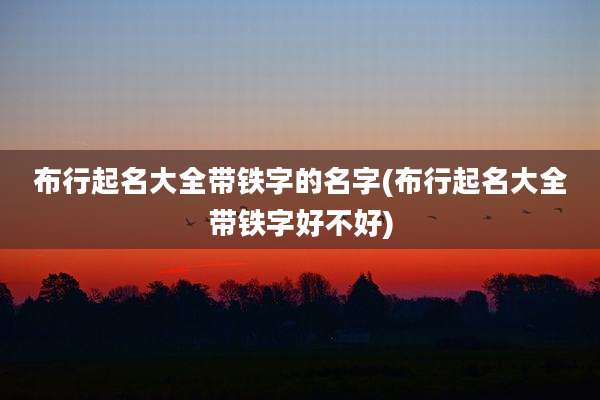 布行起名大全带铁字的名字(布行起名大全带铁字好不好)