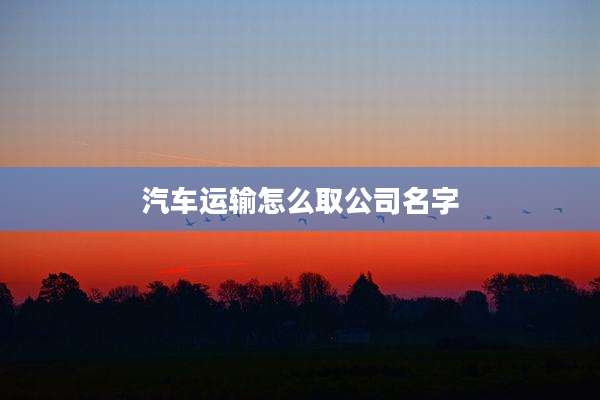 汽车运输怎么取公司名字