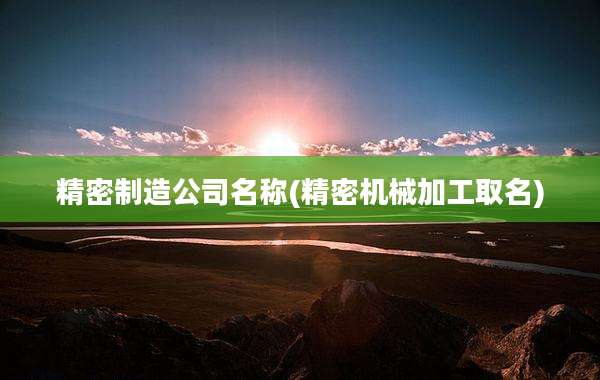 精密制造公司名称(精密机械加工取名)