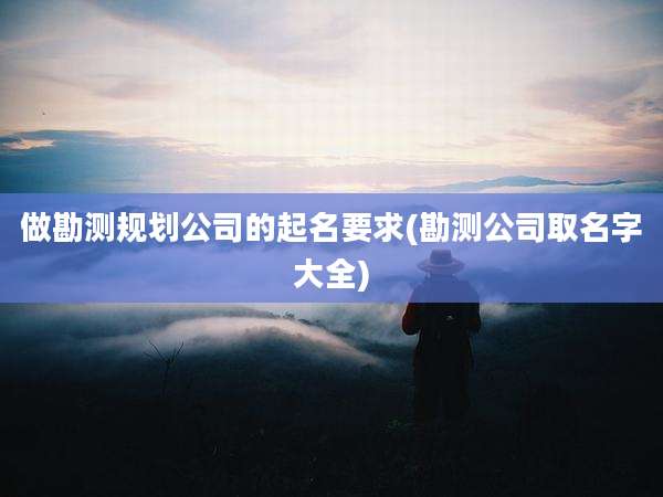 做勘测规划公司的起名要求(勘测公司取名字大全)