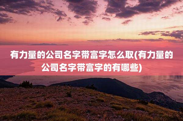 有力量的公司名字带富字怎么取(有力量的公司名字带富字的有哪些)