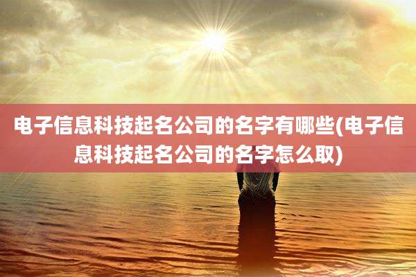电子信息科技起名公司的名字有哪些(电子信息科技起名公司的名字怎么取)