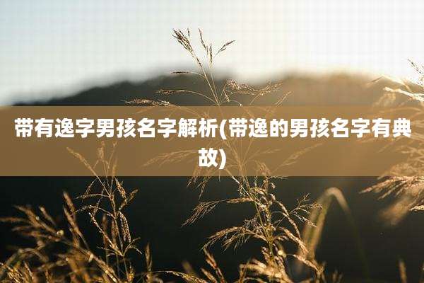 带有逸字男孩名字解析(带逸的男孩名字有典故)