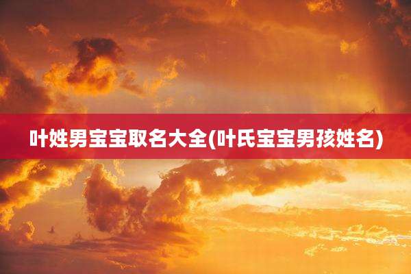叶姓男宝宝取名大全(叶氏宝宝男孩姓名)