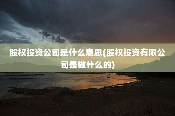 股权投资公司是什么意思(股权投资有限公司是做什么的)