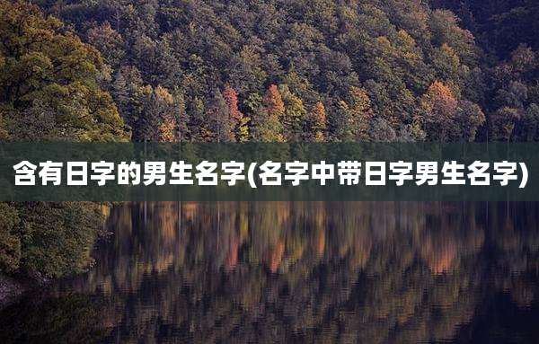 含有日字的男生名字(名字中带日字男生名字)