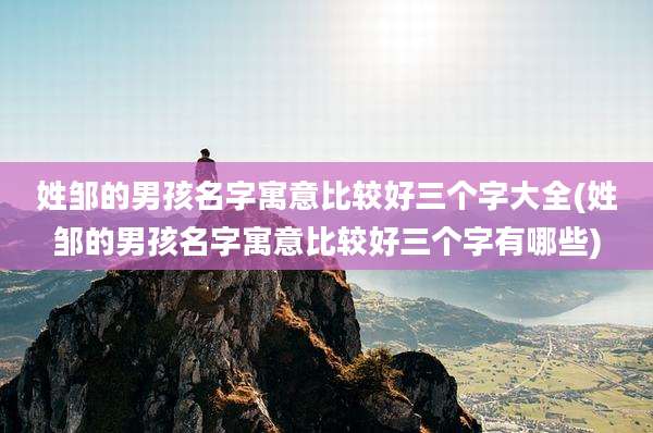 姓邹的男孩名字寓意比较好三个字大全(姓邹的男孩名字寓意比较好三个字有哪些)