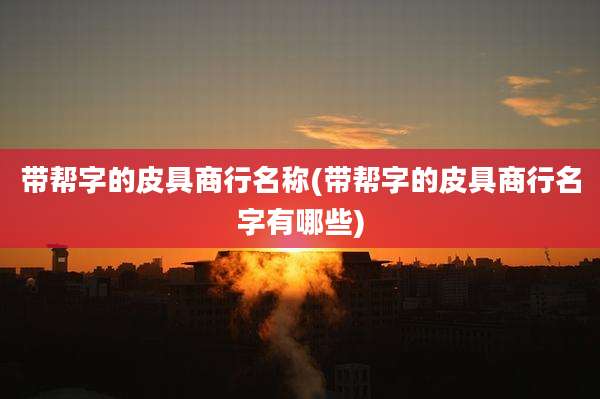 带帮字的皮具商行名称(带帮字的皮具商行名字有哪些)