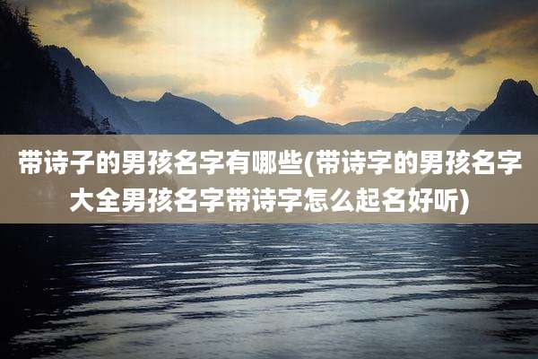 带诗子的男孩名字有哪些(带诗字的男孩名字大全男孩名字带诗字怎么起名好听)