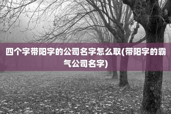 四个字带阳字的公司名字怎么取(带阳字的霸气公司名字)
