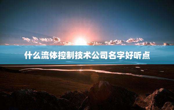 什么流体控制技术公司名字好听点