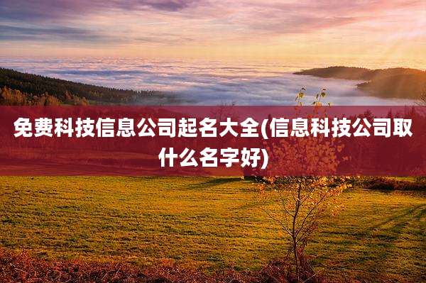 免费科技信息公司起名大全(信息科技公司取什么名字好)