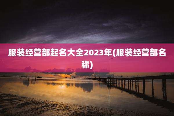 服装经营部起名大全2023年(服装经营部名称)