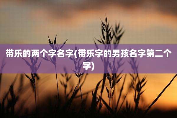 带乐的两个字名字(带乐字的男孩名字第二个字)