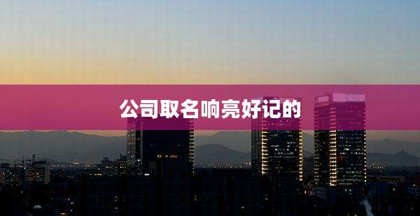 公司取名响亮好记的