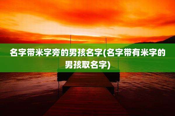 名字带米字旁的男孩名字(名字带有米字的男孩取名字)