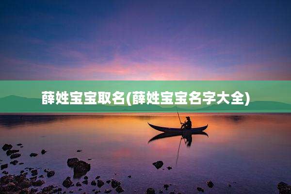 薛姓宝宝取名(薛姓宝宝名字大全)