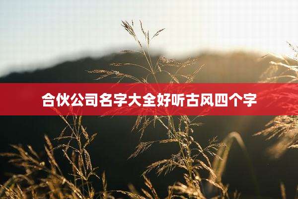 合伙公司名字大全好听古风四个字