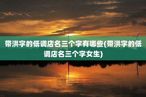 带洪字的低调店名三个字有哪些(带洪字的低调店名三个字女生)