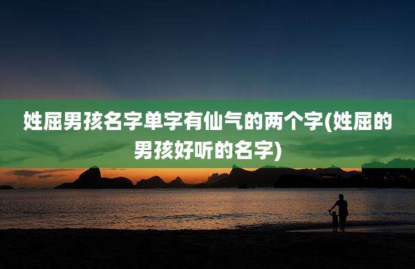 姓屈男孩名字单字有仙气的两个字(姓屈的男孩好听的名字)